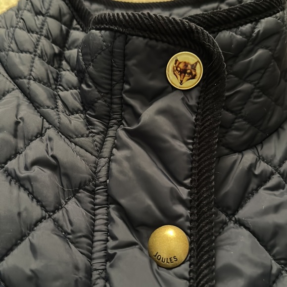 Joules navy blue quilted zip/snap jacket Sz 12 - Picture 4 of 13
